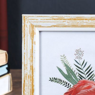 Фоторамка пластик 15х20 см "Адель" белая с жёлтым 23,5х18,7 см