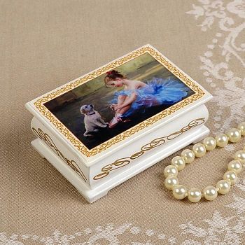 Шкатулка «Балерина», белая, 6×9 см, лаковая миниатюра