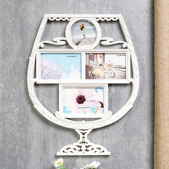 Фоторамка на 4 фото 10х10 см, 10х15 см "Бокал" белая