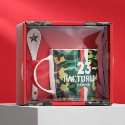 Набор "Настоящий мужчина", кружка 350 мл, ложка