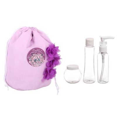 Набор "Самой прекрасной": косметичка-мешок и 3 ёмкости для косметики