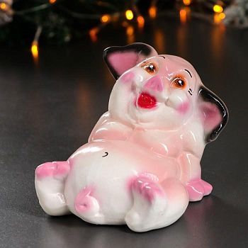 Копилка "Свинка толстопуз", глянец, розовый цвет, 8 см