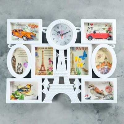 Часы настенные, серия: Фото, "Азалия", 8 фот-к(10*15, 15*10), 55х42 см, микс