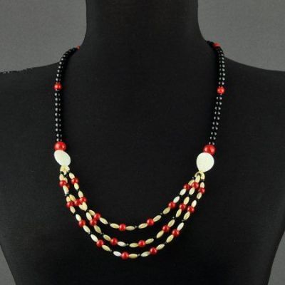 Колье им.Агат, прес.коралл, перламутр  "Летний сон" арт.АНТ-310