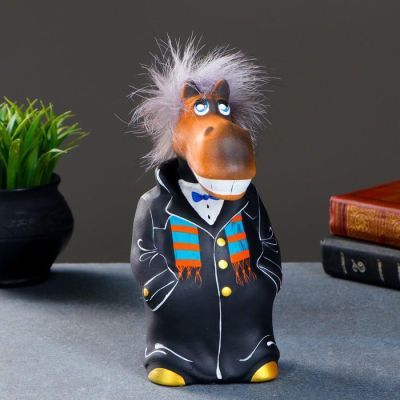 Копилка "Конь в пальто" 22см, черный