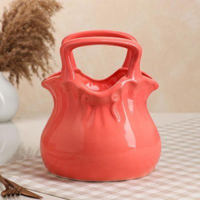 Конфетница "Сумочка", красная, керамика, 25 см