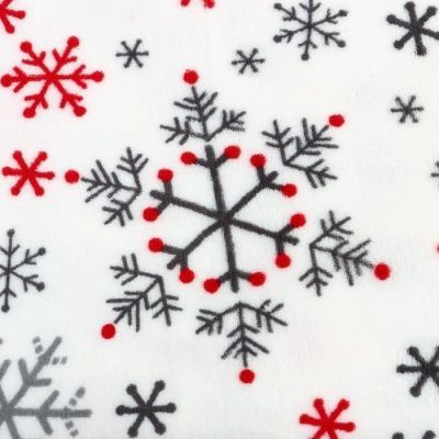 Плед с рукавами "Новогодний" (белый с чёрными и красными снежинками), корал-флис, 150 х 200 см, плотность 280 гр/м2
