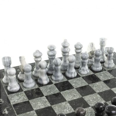 Шахматы из камня "Турнирные", доска 36х36 см (змеевик, мрамор)