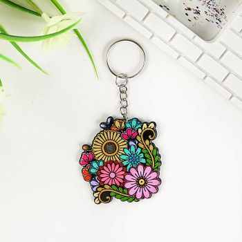 Брелок акрил "Букет цветов" 5,3х5,5 см