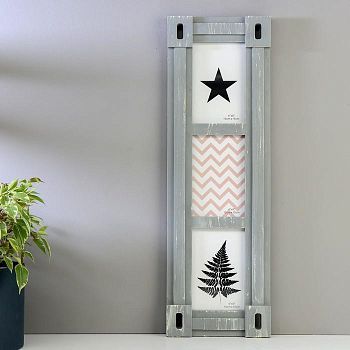 Фоторамка пластик на 3 фото 10х15 см "Прямые линии" серая 53,5х17,5х2,5 см