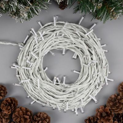 Гирлянда «Нить» 20 м, IP20, белая нить, 200 LED, свечение жёлтое, 8 режимов, 220 В