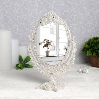 Зеркало настольное, двустороннее, с увеличением, зеркальная поверхность 13,2 × 18 см, цвет бежевый