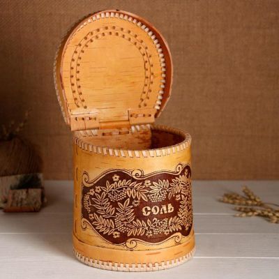 Туес "Соль", береста, 15х15х14 см, микс