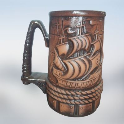 Кружка пивная "Штурвал-2" (800 мл), высота 16,5 см (керамика)