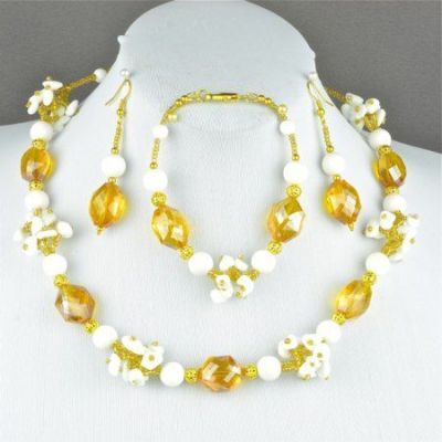 Комплект Агат, хрусталь, кахолонг "Эрика" арт.ВАС-1076