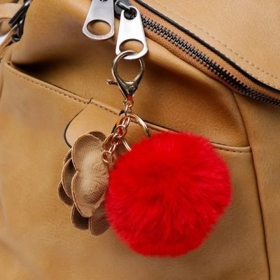 Пушистик на кольце "Красная роза и шарик" 12х10 см