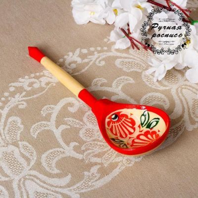 Ложка «Цветы» полубаская, городецкая роспись, микс