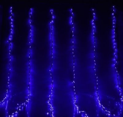 Гирлянда "Дождь" уличная (Ш:2 м, В:3 м, LED 800 шт., нить белая, синий)