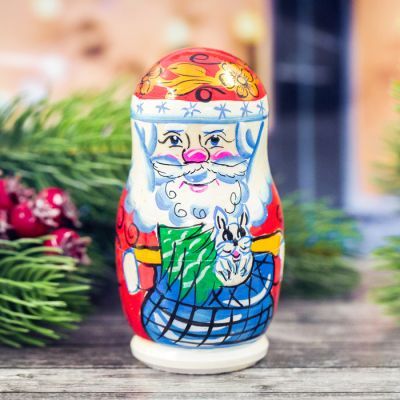 Матрёшка 3-х кукольная «Дед Мороз с ёлкой»