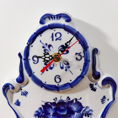 Часы настенные "Вечерний звон", гжель, фарфор, 2с