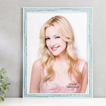 Фоторамка пластик 30х40 см "Плетение" сине-голубая с белой обводкой 43,5х33,5 см