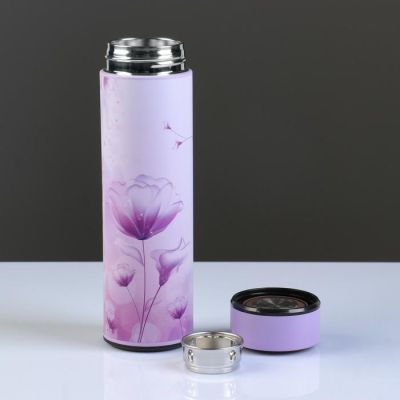 Термос "Мастер К." 500 мл, с ситом, сохраняет тепло 12 ч, сиреневый