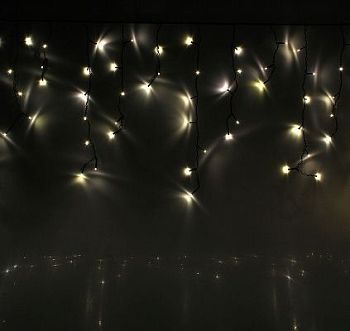 Гирлянда уличная "Бахрома" (Ш:4 м, В:0,6 м, нить темная, теплый белый)