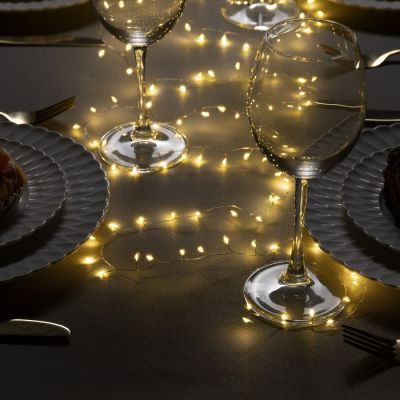 Гирлянда «Мишура» 2 м роса, IP20, серебристая нить, 100 LED, свечение тёплое белое, USB