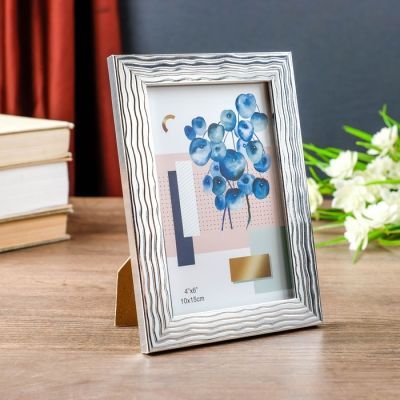 Фоторамка пластик 10х15 см "Волны на серебре" 17,7х12,7х1 см