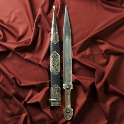 Кинжал сувенирный "Рагдан" кожа, мельхиор
