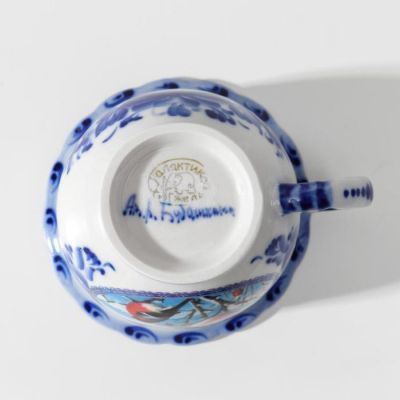 Чашка "Подарочная Снегири", гжель