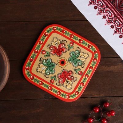 Подставка под горячее, 17×17 см, борецкая роспись