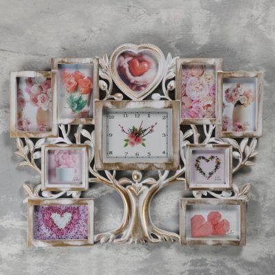 Часы настенные+9 фоторамок, серия: Фото, "Семейное дерево", плавный ход, 22х18см 1АА, 65х51.5см 5205