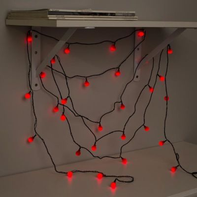 Гирлянда «Нить» 5 м с насадками «Шарики красные», IP20, тёмная нить, 30 LED, свечение красное, 8 режимов, 220 В