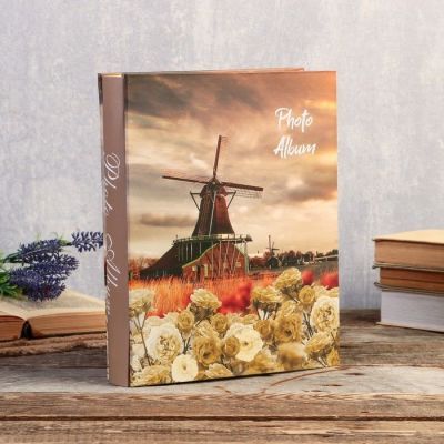 Фотоальбом на 200 фото 13х18 см "Цветы и мельница" в коробке МИКС 29,5х23,5х5,5 см