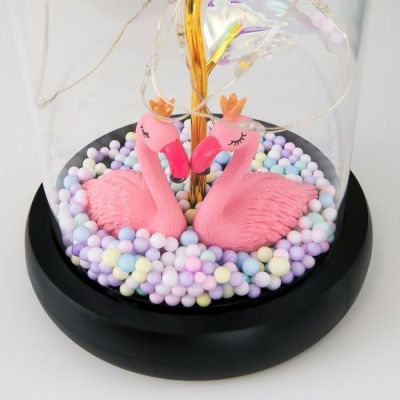 Ночник "Цветок и фламинго" LED от батареек 3хААА 11х11х21,5 см