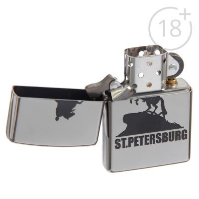 Зажигалка ZIPPO 150 ST PETERSBURG Медный всадник с покрытием Black Ice