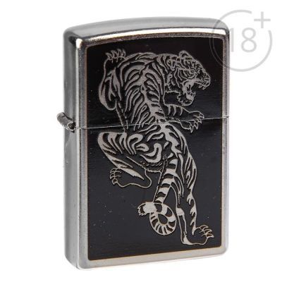 Зажигалка ZIPPO 207 Tigre с покрытием Brushed Chrome