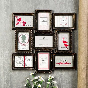 Фоторамка на 9 фото 10х15 см "Семейная" под бронзу