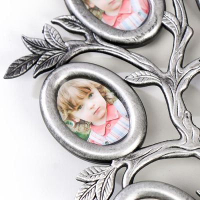 Фоторамка "Семейное дерево" на 6 фото (пластик, под серебро)