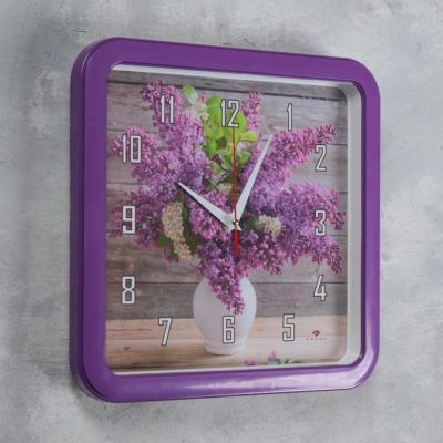 Часы настенные квадратные "Сирень", "Рубин", 30х30 см