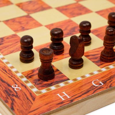 Настольные игры 3 в 1: Шахматы, Шашки, Нарды (дерево), 34 х 34 см