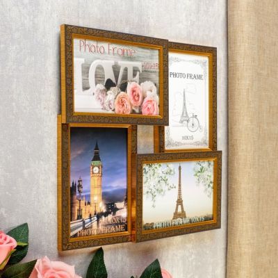 Фоторамка "Черное золото" 29х29 см на 4 фото 10х15 см