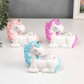 Копилка керамика "Спящий единорог с звёздами" МИКС 13,5х14х8,3 см