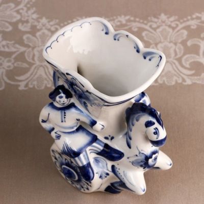 Ваза "Колесница", гжель, h=17,5 см