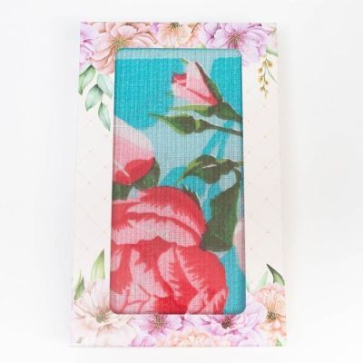 Полотенце вафельное в коробке "Пятна" 35х60 см, бирюза, 160 гр/м, хл,