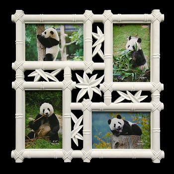 Фоторамка пластик на 4 фото 10х15 см "Бамбук" белая 36х36 см