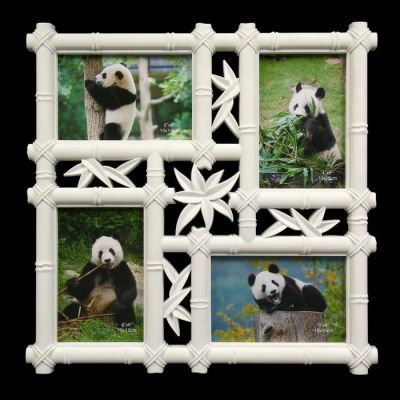 Фоторамка пластик на 4 фото 10х15 см "Бамбук" белая 36х36 см