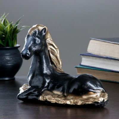 Копилка "Конь на деньгах" 18х10см   черный