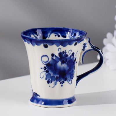 Чашка "Колокольчик", 120 мл, 8 см, гжель, фарфор